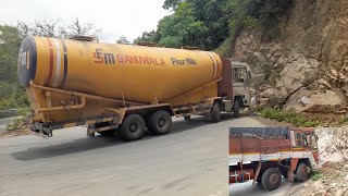 Heavy Truck Turning Full Load in Hairpin Bend