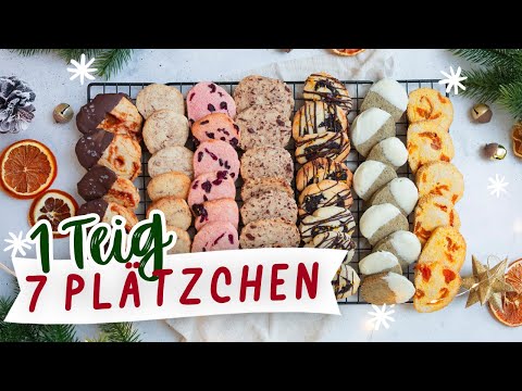 1 Teig – 7 Plätzchen: Keksrollen / Rollenkekse für Weihnachten