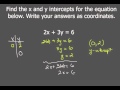 Finding X and Y Intercepts in Linear Equations