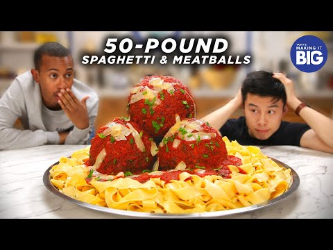 I Made Giant 50-Pound Spaghetti And Meatballs For Kalen Allen from Kalen Reacts • Tasty