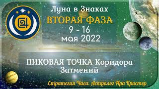 Вторая фаза лунного месяца с 9 по 16 мая 2022. ПИКОВАЯ ТОЧКА Коридора Затмений