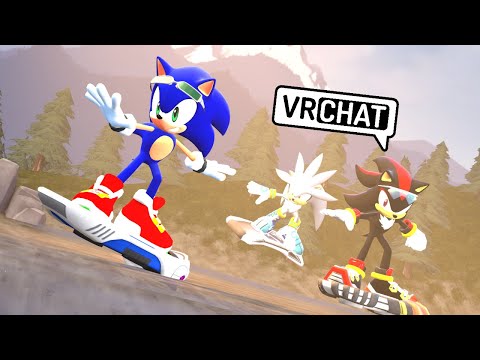 SONIC AND SHADOW AND SILVER GO ON EXTREME GEAR RACE! IN VR CHAT!