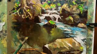 pochade of a little waterfall