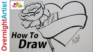 How To Draw A Beautiful Heart And Rose Love Drawing Videos Infinitube