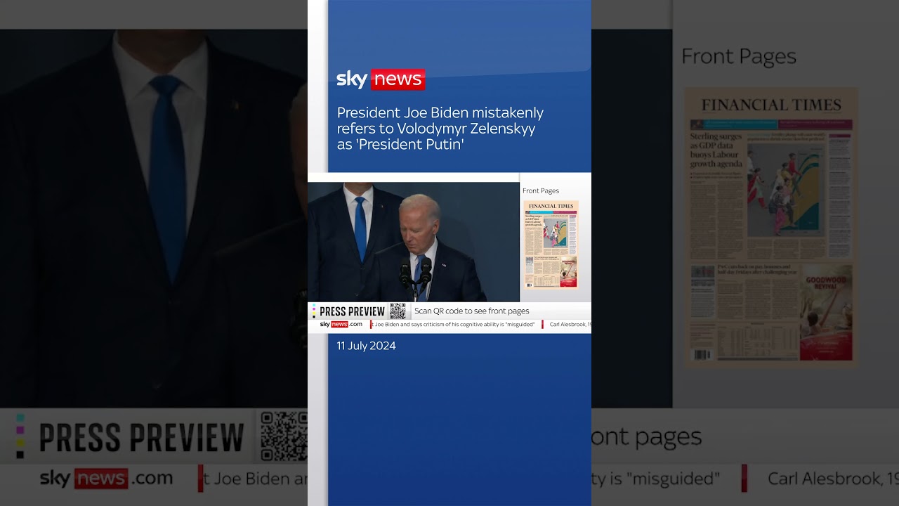 Joe Biden mistakenly refers to Volodymyr Zelenskyy as ‘President Putin’