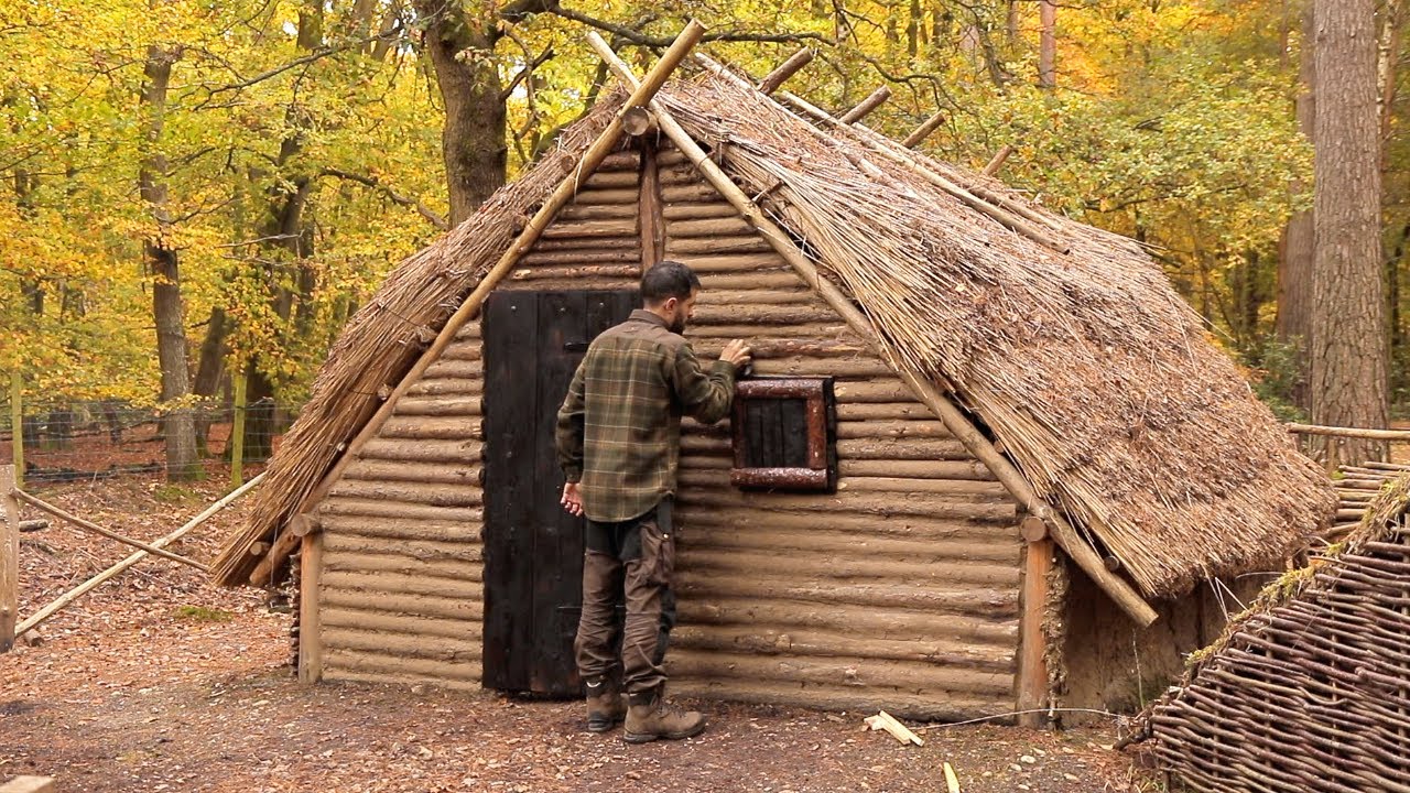 Building a Burnt Wood Door - UPGRADE to the Medieval Bushcraft House (PART 16)
