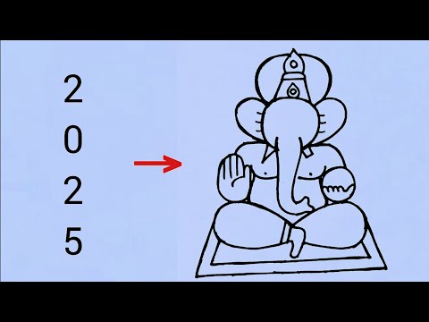 Lord Ganesha drawing from number 2025 easy step by step // How to draw a Lord Ganesha  easily