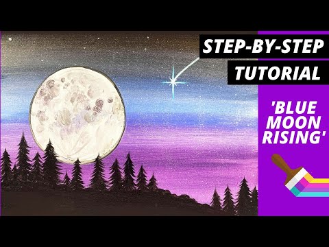 EP41- 'Blue Moon Rising' - easy full moon painting...