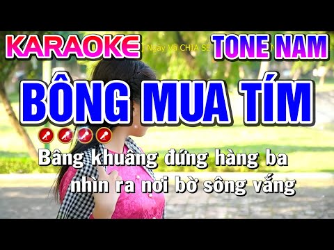 BÔNG MUA TÍM Karaoke Nhạc Sống Tone Nam | Bến Tình Karaoke
