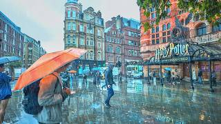 London Rain Walk 2025 | Gloomy City Streets: West End to Big Ben | 4K HDR