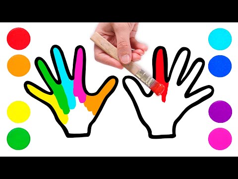 Dibuja y Colora dos MANOS de colores arcoíris ✋🌈🤚 Videos para niños