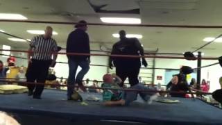Hat Guy Crushed at Zerns Wrestling WWWA May 12, 2012
