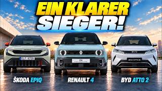 Škoda Epiq vs Renault 4 vs BYD Atto 2: Wer baut das beste kleine Elektro-SUV?