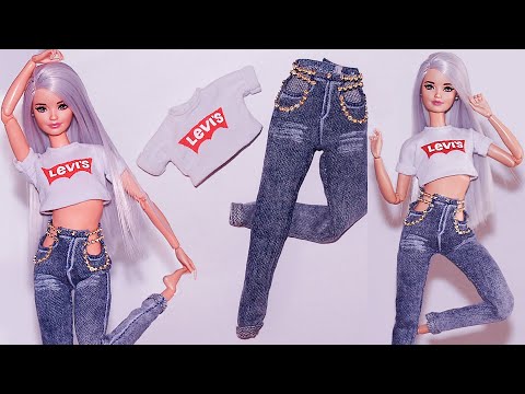 Como Fazer Calça Jeans e Top para Boneca Barbie