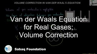 Van der Waals Equation for Real Gases; Volume Correction
