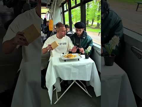 A dining table was set up on a moving train.#shortsvideo