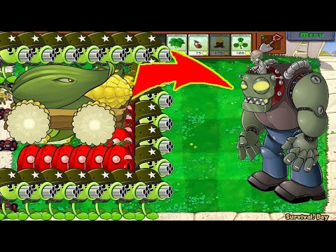 99 Gatling Pea Cob Cannon vs 999 Gargantuar Epic Hack PvZ