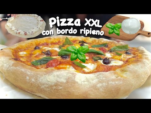 PIZZA MAXI CON BORDO 🍕 senza teglia  COTTA SULLA CARTA FORNO 🍕