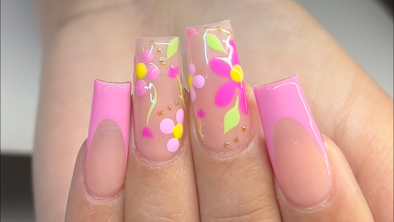 Spring Gel X Nails | Easy Flower Nail Art | Gel X Nail Tutorial