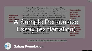 A Sample Persuasive Essay  (explanation)