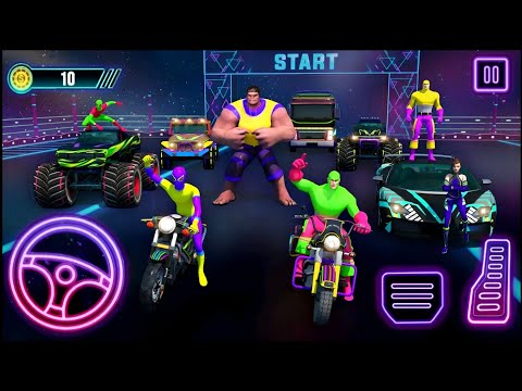 Superhero Mega Ramp Car Stunts Racing Simulator 3D - Neon Light - Android Gameplay