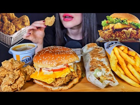 CRISPY FAST FOOD | EATING FRIED CHICKEN, BURGER | ASMR MUKBANG