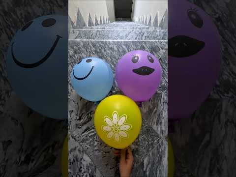 POV: Sky Blue Smiley Balloon VS Purple Duck Balloon VS Yellow Flower Balloon Drop Test๐ฆ๐| ASMR in 4K