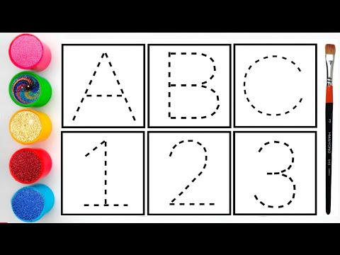 Glitter✨ ABC-123 letters. English alphabet drawing and colouring for kids.ABC kids song.#abc #123