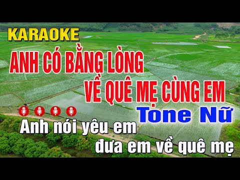 KARAOKE Em Có Bằng Lòng Về Quê Mẹ Cùng Anh Tone Nữ (Fm) Beat Chuẩn Dễ Hát | Trung Hiếu Karaoke