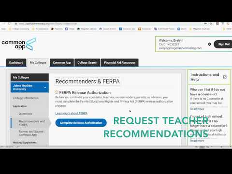 COMMON APP EDUCATION, FERPA, AND RECOMMENDERS ||...