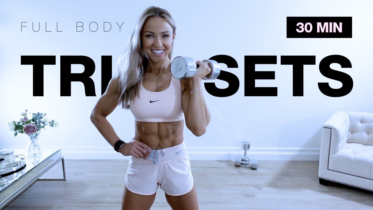 30 MIN TRISETS Full Body Workout with Dumbbells - Strength Training - Caroline Girvan