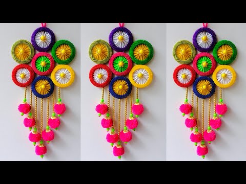 DIY Woolen Wall Hanging with Old Bangles & Hair Bands | Bangles and Wool Craft Ideas | Home Decor