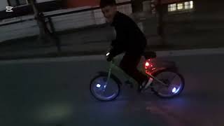 My son Crosing by Lightening bicycle 