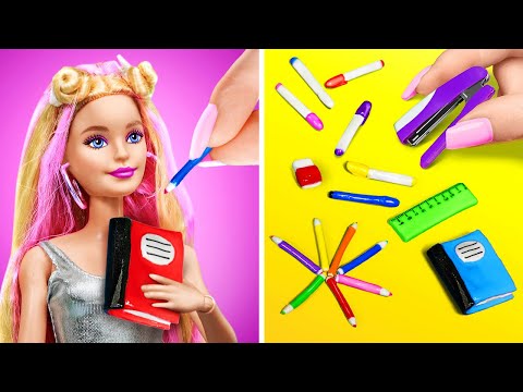 PERLENGKAPAN SEKOLAH Mungil untuk BONEKA BARBIE SAYA || Kerajinan Tangan & Peretasan Sekolah