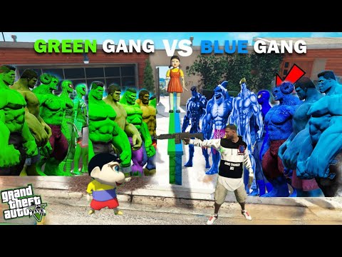 Shinchan Green Gang VS Franklin Blue Gang Hide And Kill Challenge In GTA 5