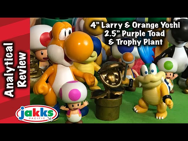 4" Larry Koopa, Orange Yoshi & 2.5" Trophy Piranha Plant, Purple Toad