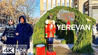 Snowy Christmas Afternoon in Yerevan 🎄❄️ | Happy Crowds & Winter Vibes (4K HDR DolbyVision)