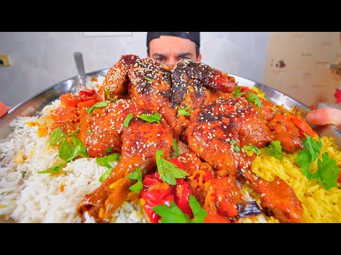 اكل دجاجة مزارع عملاقة مطبوخة ومشوية على الطريقة اليابانية بصلصة الترياكي الشهيرة Teriyaki Chicken