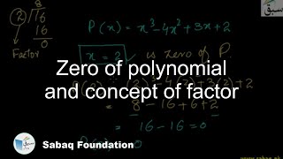 Zero of polynomial and concept of factor