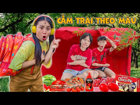 Hằng Hóng Hớt Thử Thách Cắm Trại Và Dựng Lều Theo Màu Trong Rừng