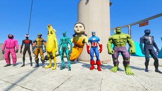 GTA 5 SPIDERMAN Water Slides RAGDOLLS - Spiderman, Hulk, Iron man,  (Euphoria Ragdolls)