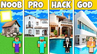 Minecraft Battle: NOOB vs PRO vs HACKER vs GOD SPANISH MANSION BUILD CHALLENGE in Minecraft