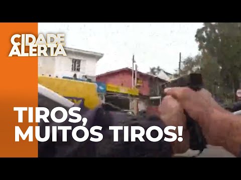 Veja o flagrante da troca de tiros de bandidos com a Polícia Militar