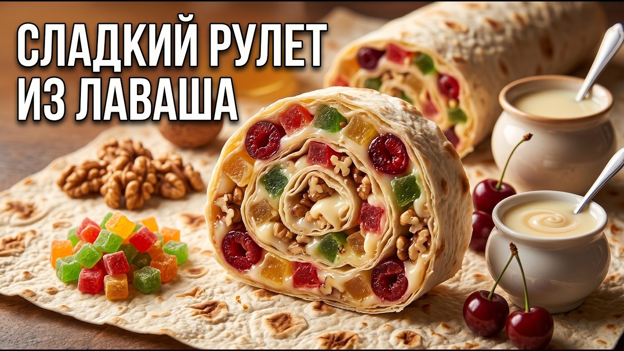 Рулет из лаваша - сладкий, десертный. Дети в восторге. Быстрые и простые рецепты для дома
