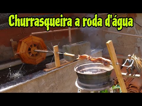 Churrasqueira movida a roda d'agua, Passo a passo!  Water wheel Spit roast BBQ!