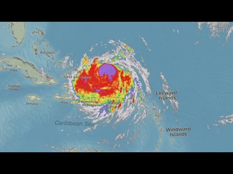 YouTube video thumbnail: Category 3 Hurricane Erin Passes North of Puerto Rico With 130 mph Winds
