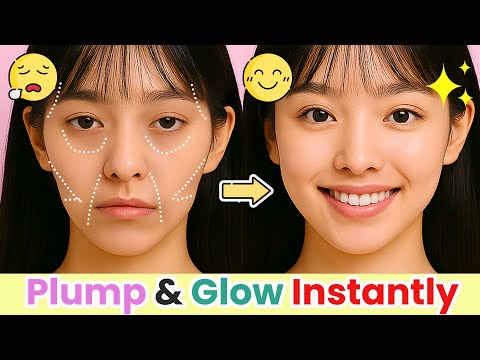 🌟 Tired, Flat Face? Quick Plump + Glow Hack! 💖 Face Yoga No Tools!
