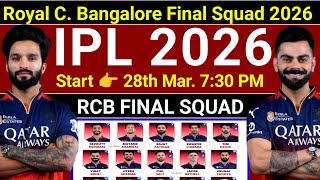 Royal Challengers Bangalore Final New Squad | Bangalore Squad | IPL Auction 2026