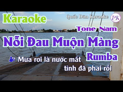 Karaoke Nỗi Đau Muộn Màng | Rumba | Tone Nam (Gm,Tp:90) | Quốc Dân Karaoke