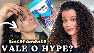 TESTEI O CREME VIRAL DEFINIÇÃO NATURAL SALON LINE NO MEU CABELO CACHEADO - FINALIZA E ANALISA